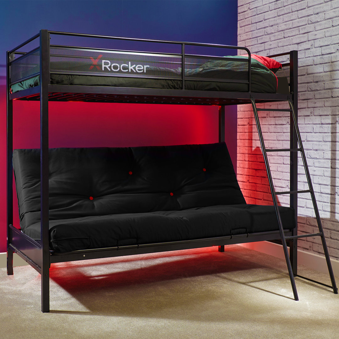 X Rocker Stronghold (4'6) High Sleeper Bunk Bed Black